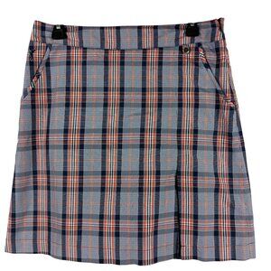 Golfino Womens Plaid Golf Skort With Pockets & Built-In Shorts Blue/Red Size 6